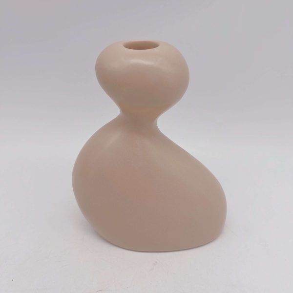 Beige Ceramic Candle Holder Elegant Decor