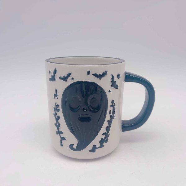 Black Ceramic Goblin Halloween Mug with Embossed Design