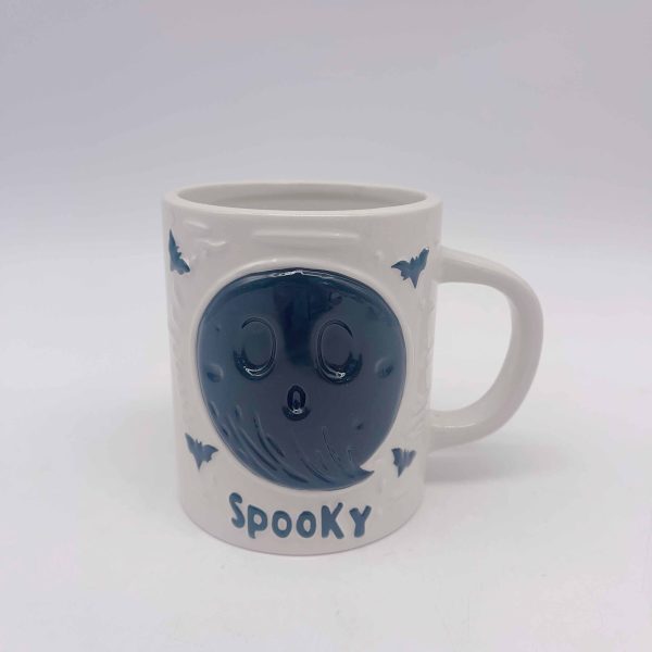 Black Ceramic Halloween Mug Embossed Ghost Design