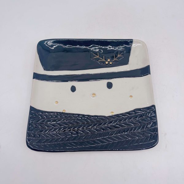 Blue Ceramic Christmas Plate