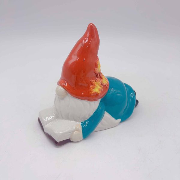 Blue Ceramic Pumpkin Halloween Elf Book Decor