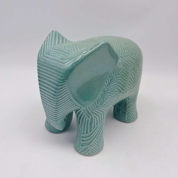 Blue Elephant Ceramic Figurine Decor