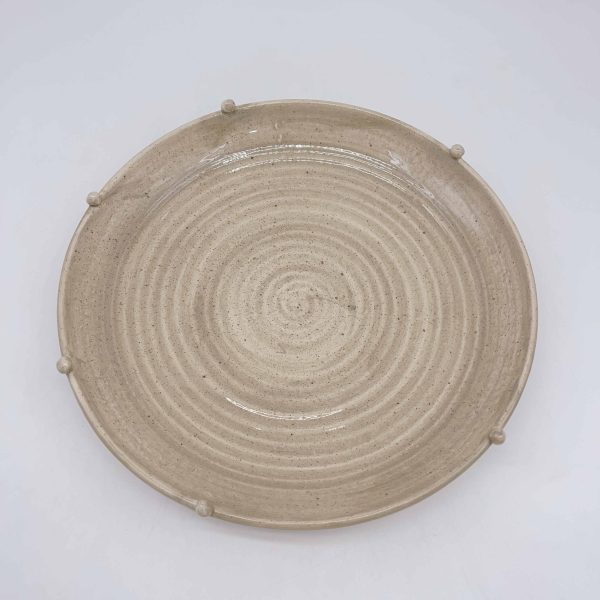 Brown Beaded Round Ceramic Plate Medium Temperature