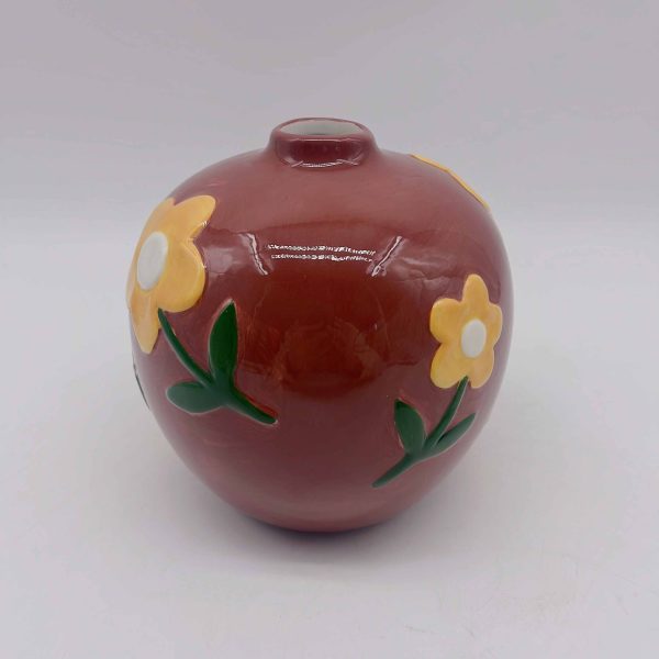 Brown Ceramic Embossed Vase