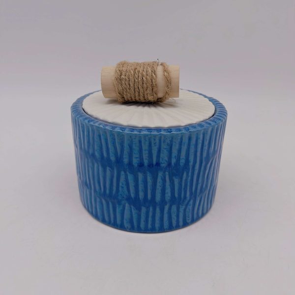 Ceramic Blue Jar Container Decor Storage