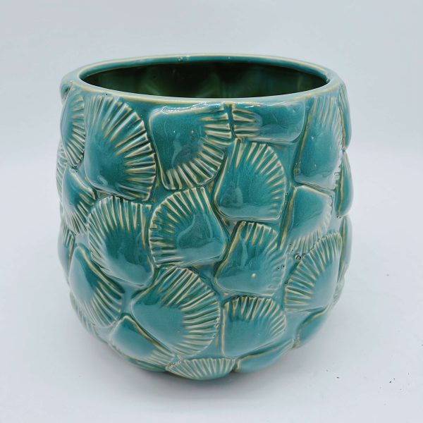 Ceramic Blue Seashell Planter Pot