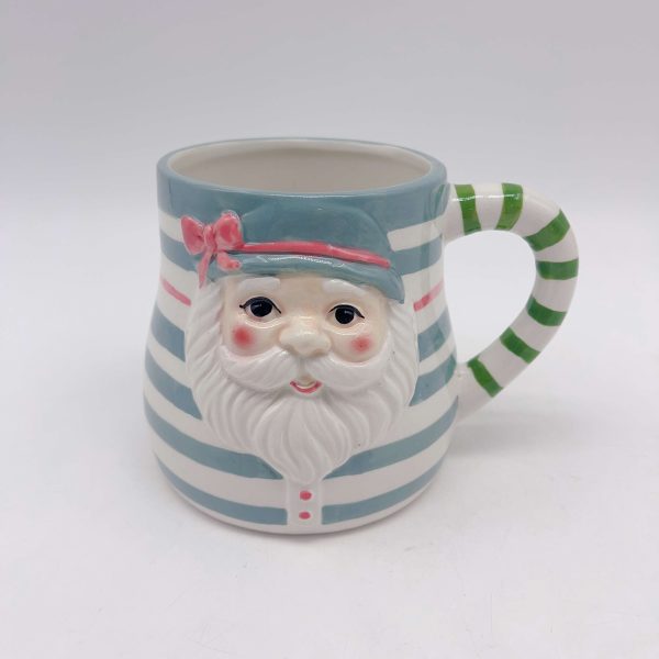 Ceramic Blue Striped Christmas Mug