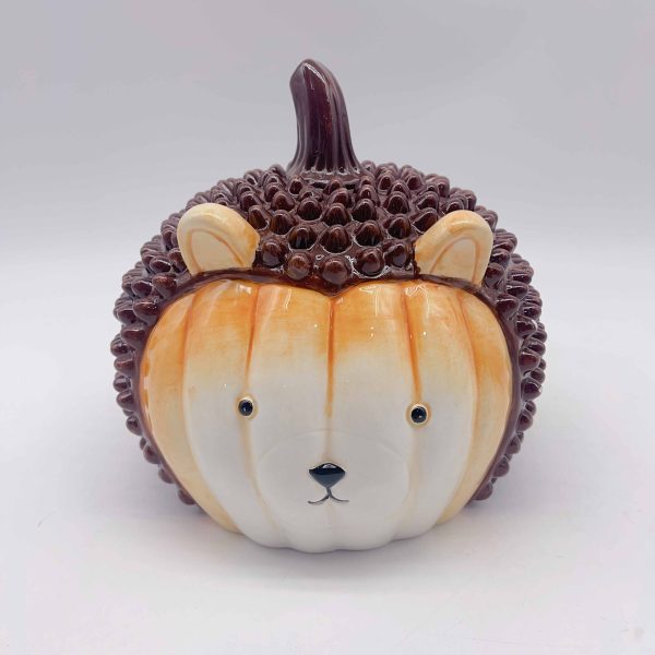 Ceramic Brown Hedgehog Halloween Decor Ornament