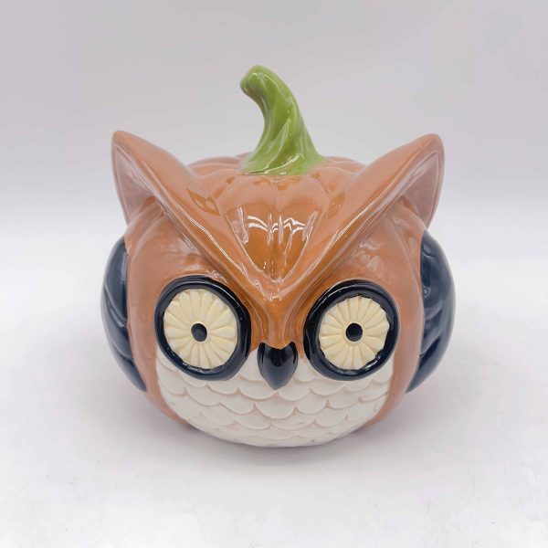 Ceramic Brown Owl Halloween Decor Statue
