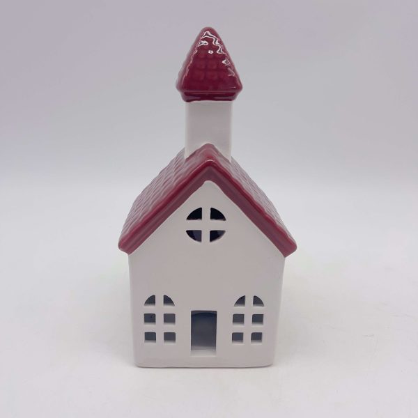 Ceramic Christmas House with Red Roof