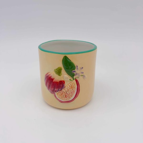 Ceramic Cup Red Pomegranate Yellow Design