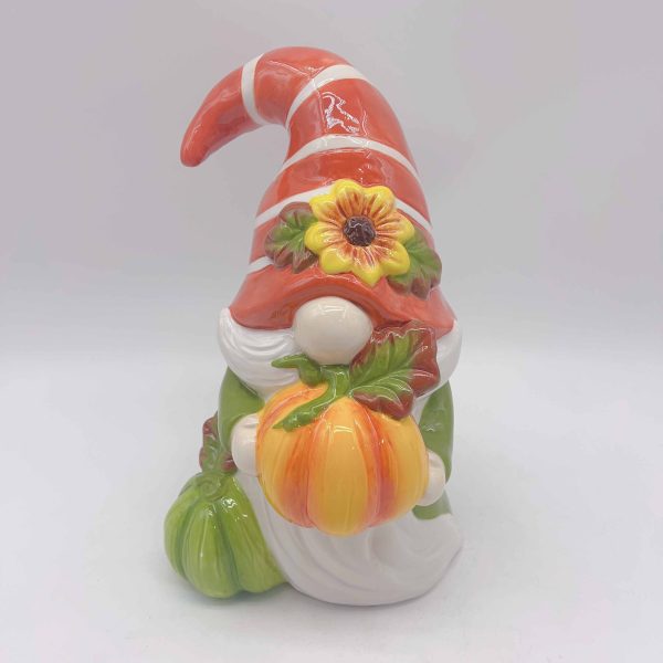 Ceramic Green Goblin Pumpkin Halloween Decor