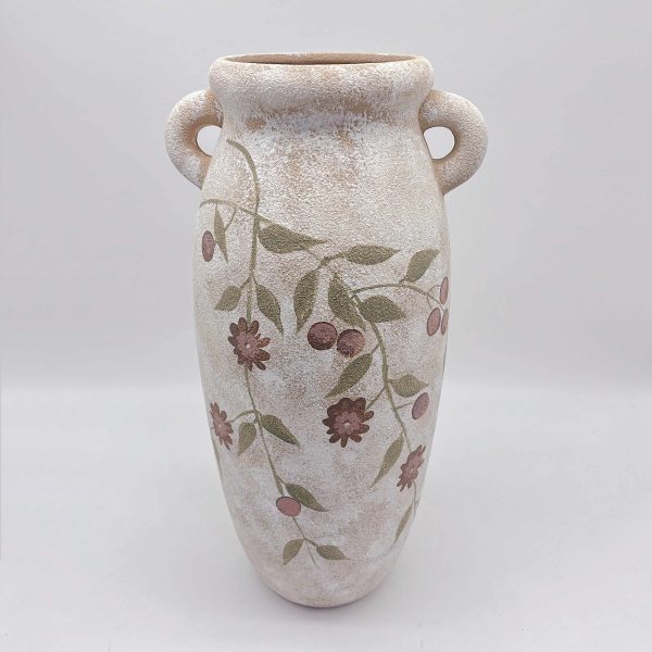 Ceramic Hand-Painted Vase with Dual Handles