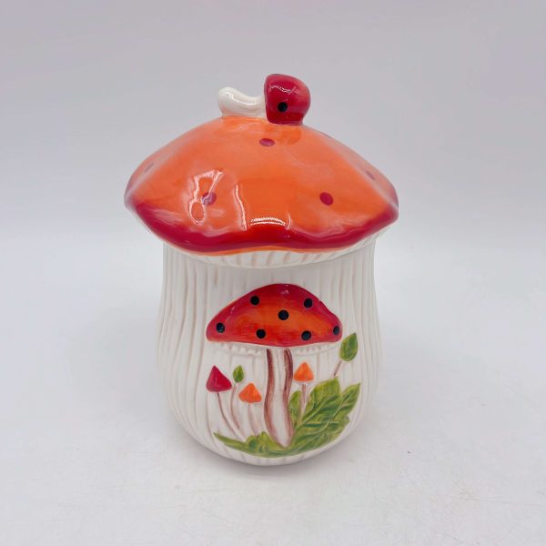 Ceramic Mushroom Jar Storage Container Decor