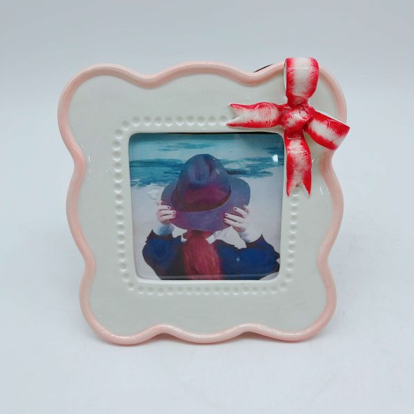 Ceramic Pink Bow Picture Frame