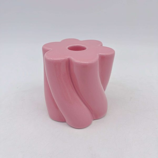 Ceramic Pink Flower Shaped Candle Holder