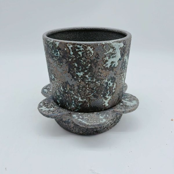 Ceramic Planter Black Rust Finish