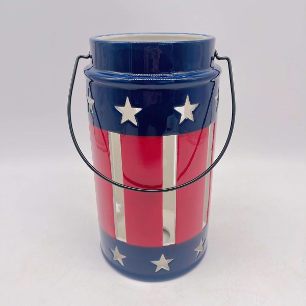 Ceramic Red Blue Patterned Lantern