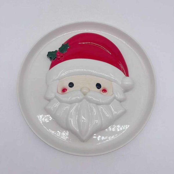 Ceramic Santa Claus Round Plate Set