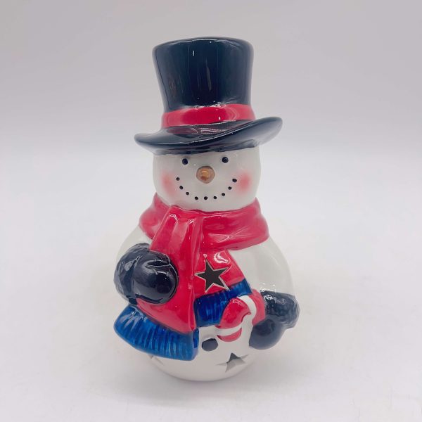 Ceramic Snowman Christmas Figurine Hollow Decor Ornament