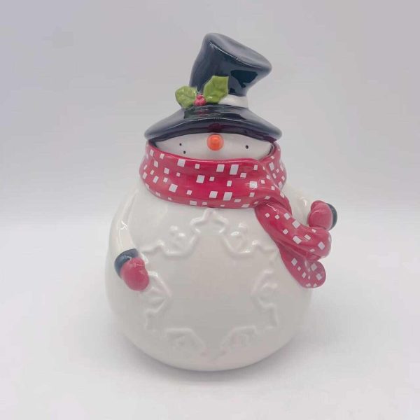 Ceramic Snowman Jar Large Christmas