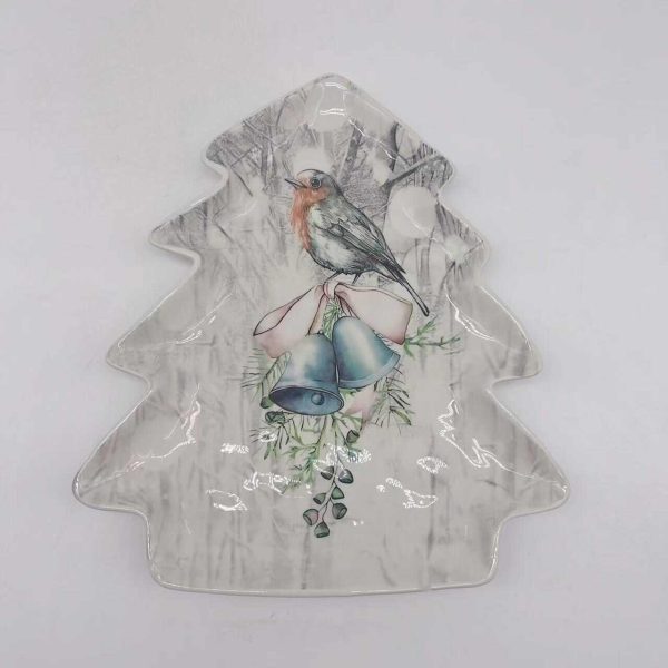 Ceramic Tree Bird Plate Decor Art