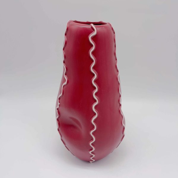 Ceramic Vase Wine Red Wave Pattern