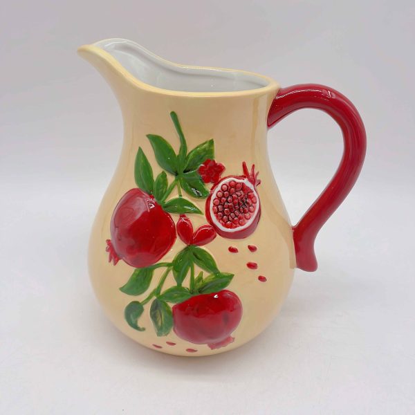 Ceramic Vase with Fruit Embossed Hand-Painted Design
