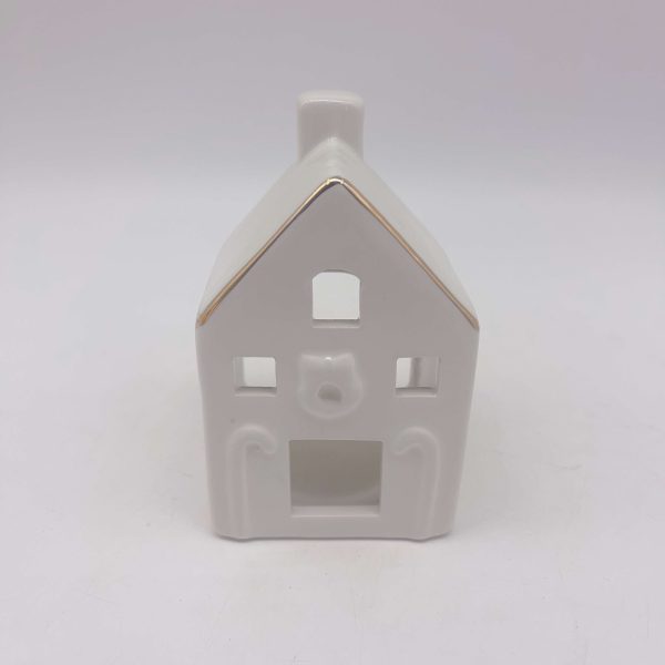 Ceramic White Christmas Candle Holder Roof Design