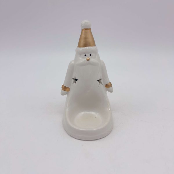 Ceramic White Santa Candle Holder