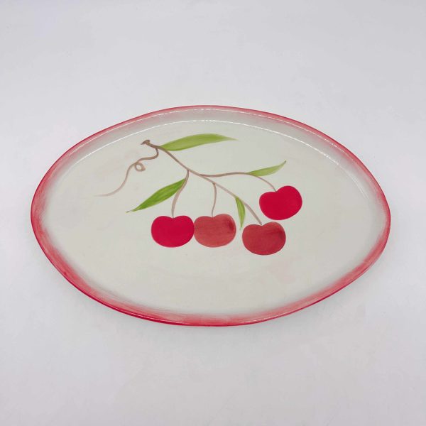 Cherry Red Irregular Ceramic Plate
