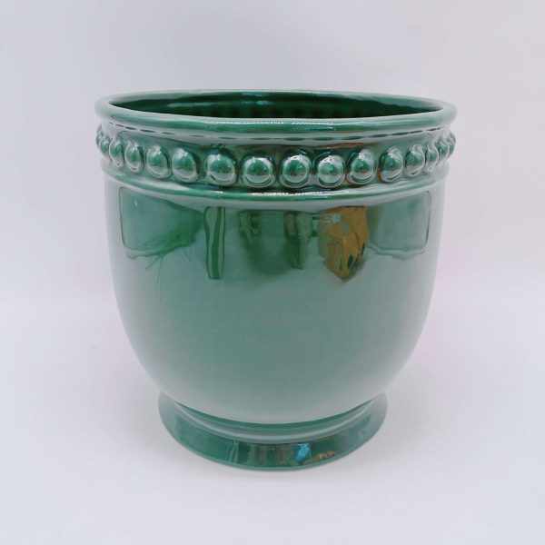 Glossy Green Ceramic Flower Pot