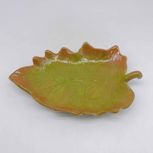 Gradient Green Small Leaf Ceramic Plate