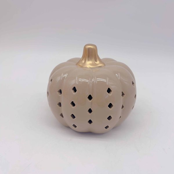 Gray Pumpkin Ceramic Lantern Decor