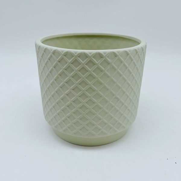 Green Checkered Ceramic Planter Pot