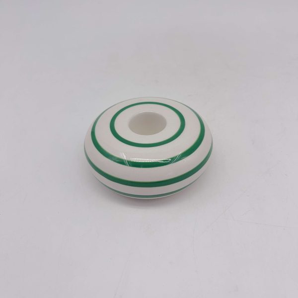 Green Striped Ceramic Candle Holder