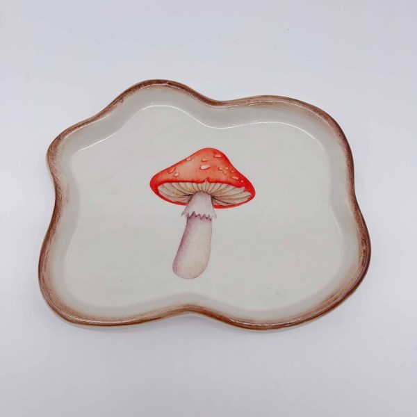 Irregular Ceramic Plate Mushroom Design