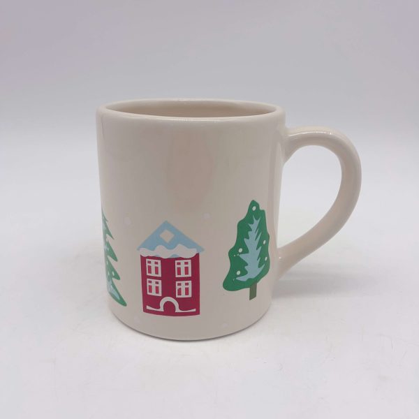 Ivory Ceramic Christmas Mug with Floral Design