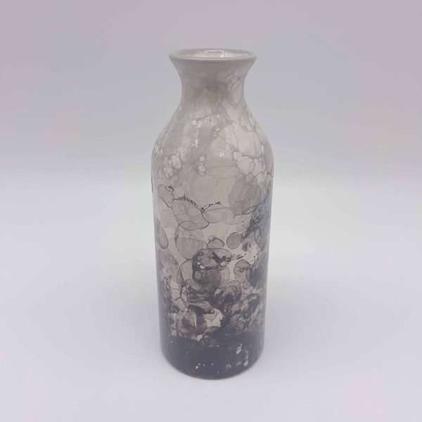 Large Black Ceramic Bubble Glaze Vase