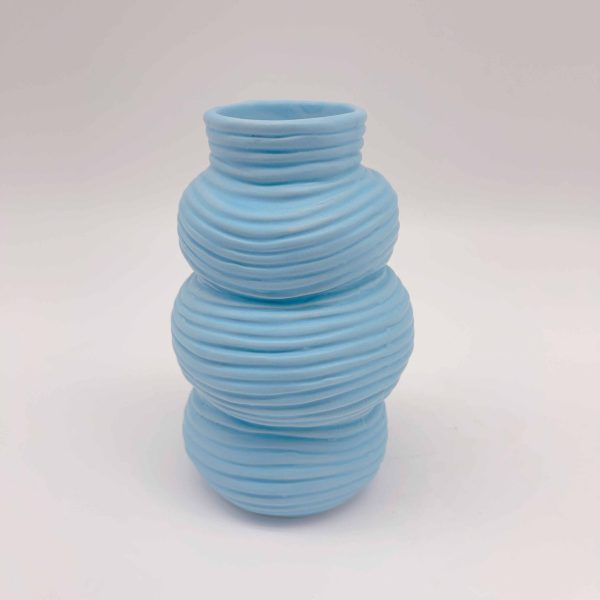 Large Blue Spiral Ceramic Vase