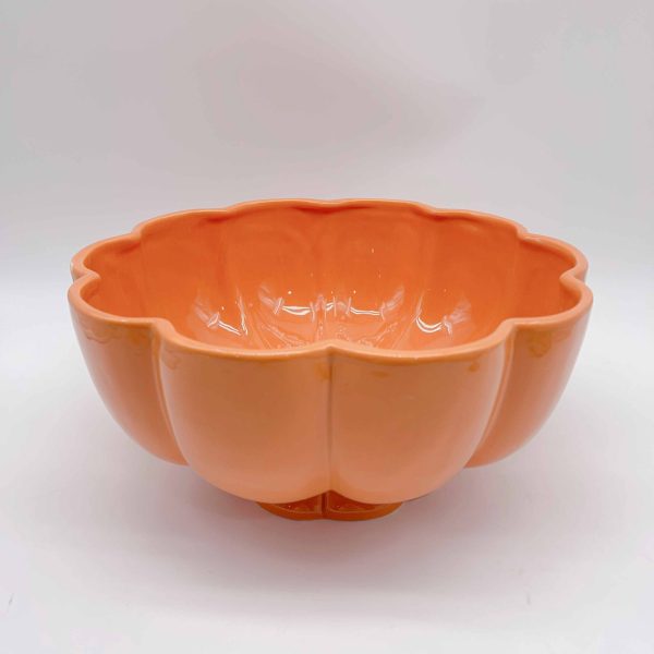 Large Capacity Orange Ceramic Pumpkin Plate
