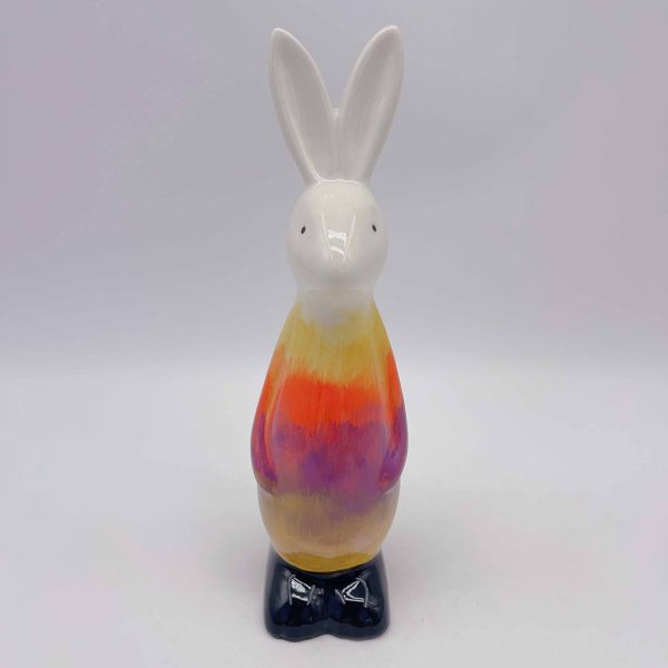 Large Ceramic Rainbow Rabbit Figurine