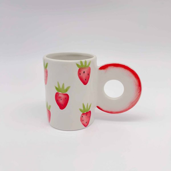 Large Ceramic Strawberry Ear Cup