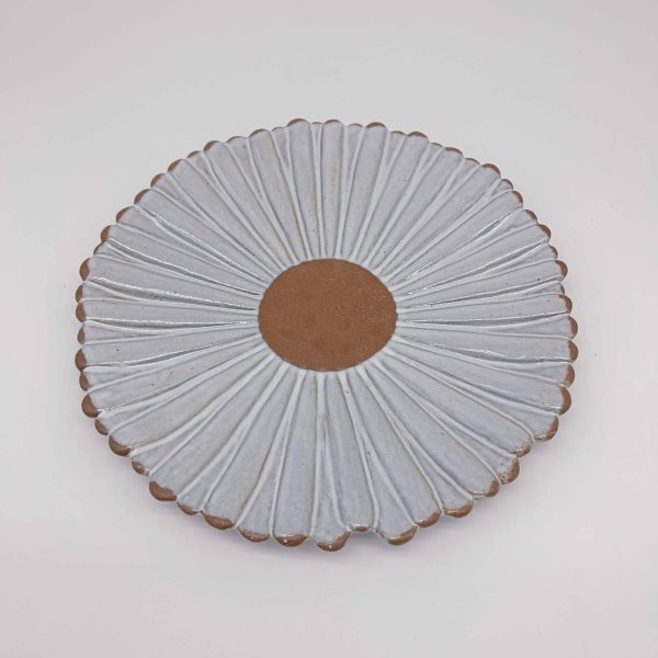 Large Gray Ceramic Flower Plate