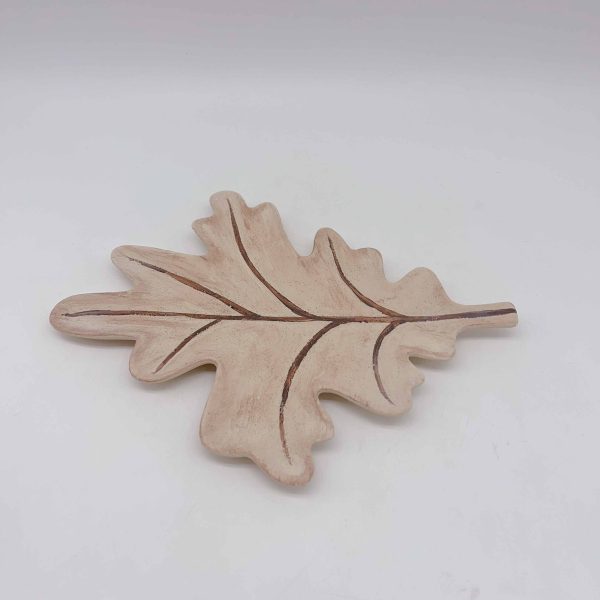 Large Gray Leaf Ceramic Plate
