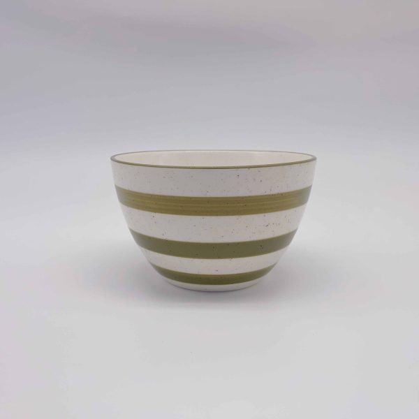 Large Green Striped Ceramic Bowl