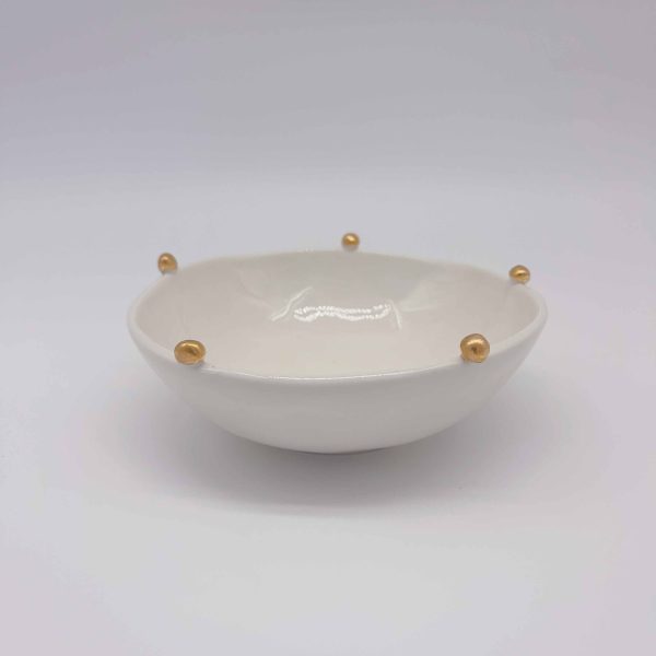 Large Mid-Temperature Ceramic Faux Gold Bowl