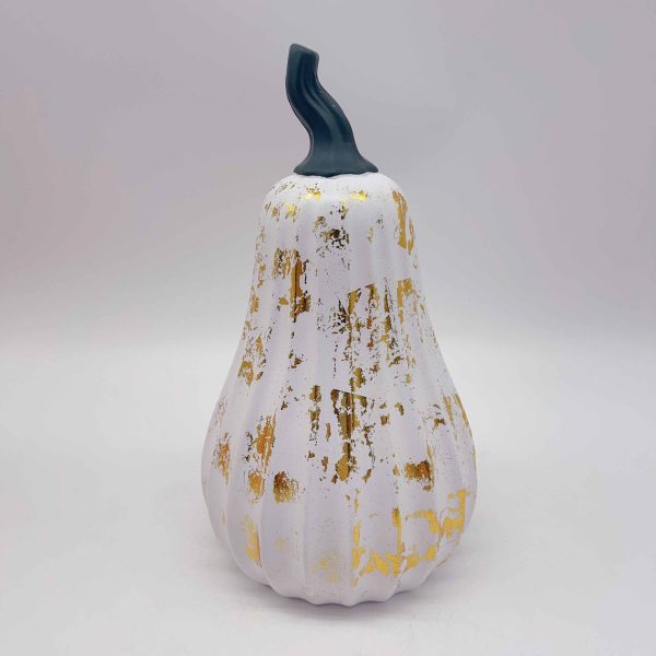 Large Orange Pumpkin Ceramic Decor with White Polka Dots