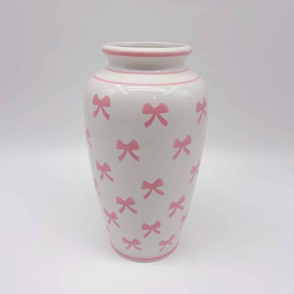 Large Pink Bow Ceramic Decorative Vase