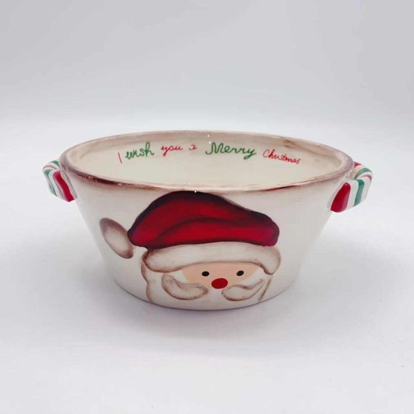 Large Red Ceramic Christmas Bowl